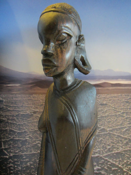 Tribal African Style Ebony Carved Folk Art Figure - Designer Unique Finds 
 - 7
