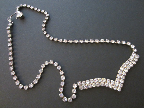 Mid Century Diamante V Shape Necklace 