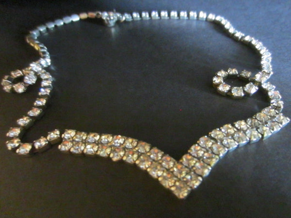 Mid Century Diamante V Shape Necklace