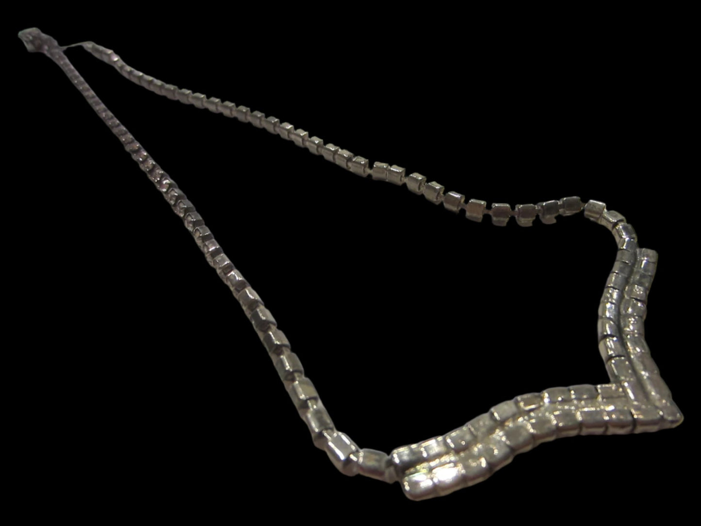 Mid Century V Shape Rhinestones Necklace