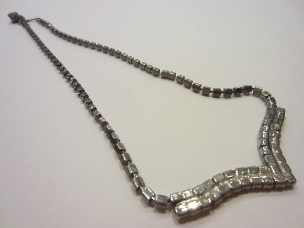 Mid Century Diamante V Shape Necklace