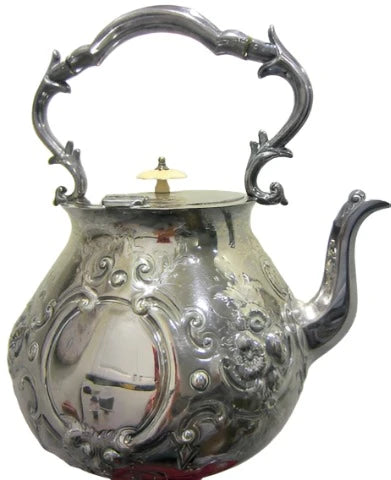 Mappin Brothers London Silver Teapot Lion Medallions Etched Hallmarked