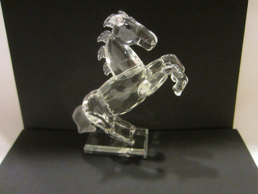 Equestrian Swarovski Crystal Black Eyes Roaring Stallion Sculpture