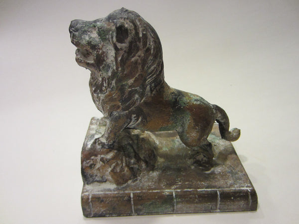 Verdigris Bronze Lion Statue Made In Japan - Designer Unique Finds 