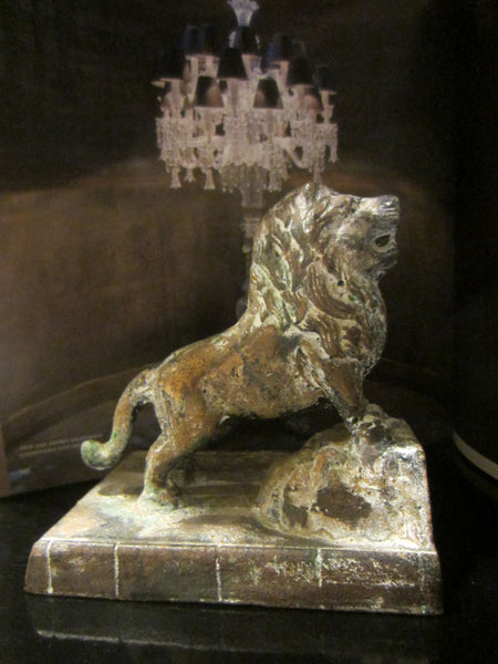 Verdigris Bronze Lion Statue Made In Japan - Designer Unique Finds 