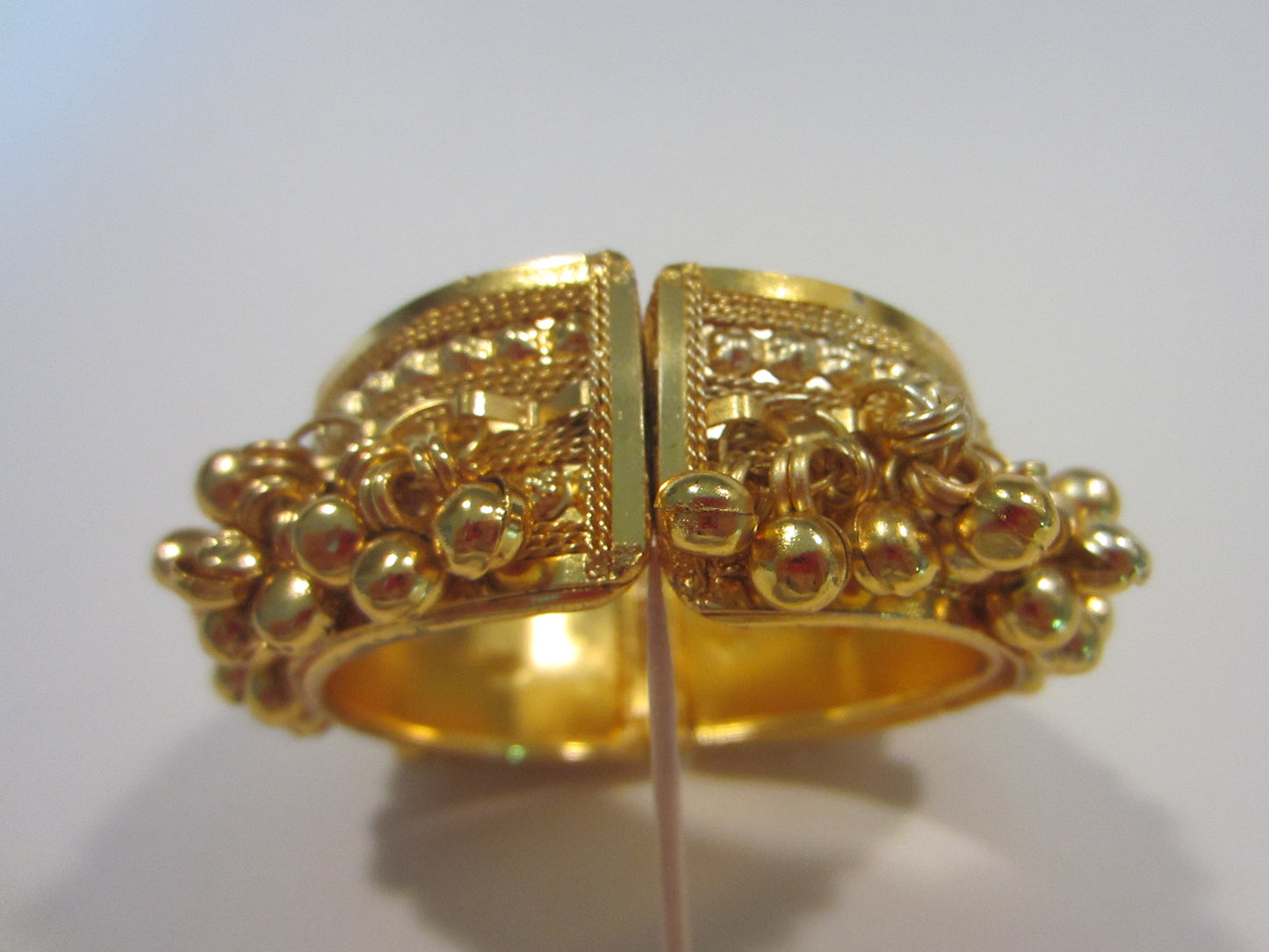 Folk Art Golden Cuff Bracelet India Style Beaded Charms Dancing Ankle Cuff