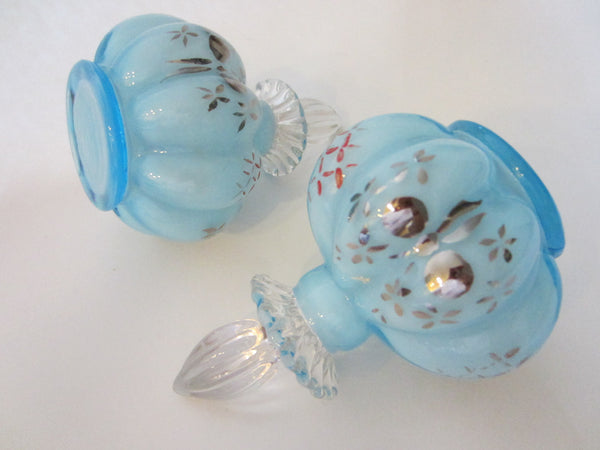 Charleton By Fenton Hand Decorated Blue Glass Perfumery Set - Designer Unique Finds 
 - 6
