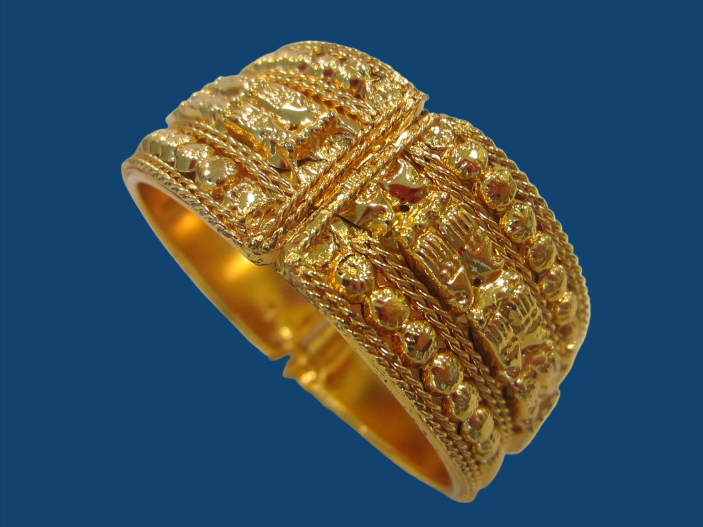 Geometric Hinged Clamp Golden Cuff Bracelet