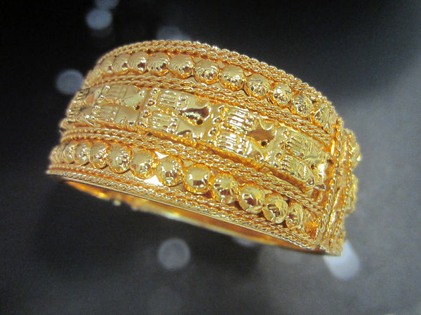 Golden Geometric Hinged Clamp Cuff Bracelet
