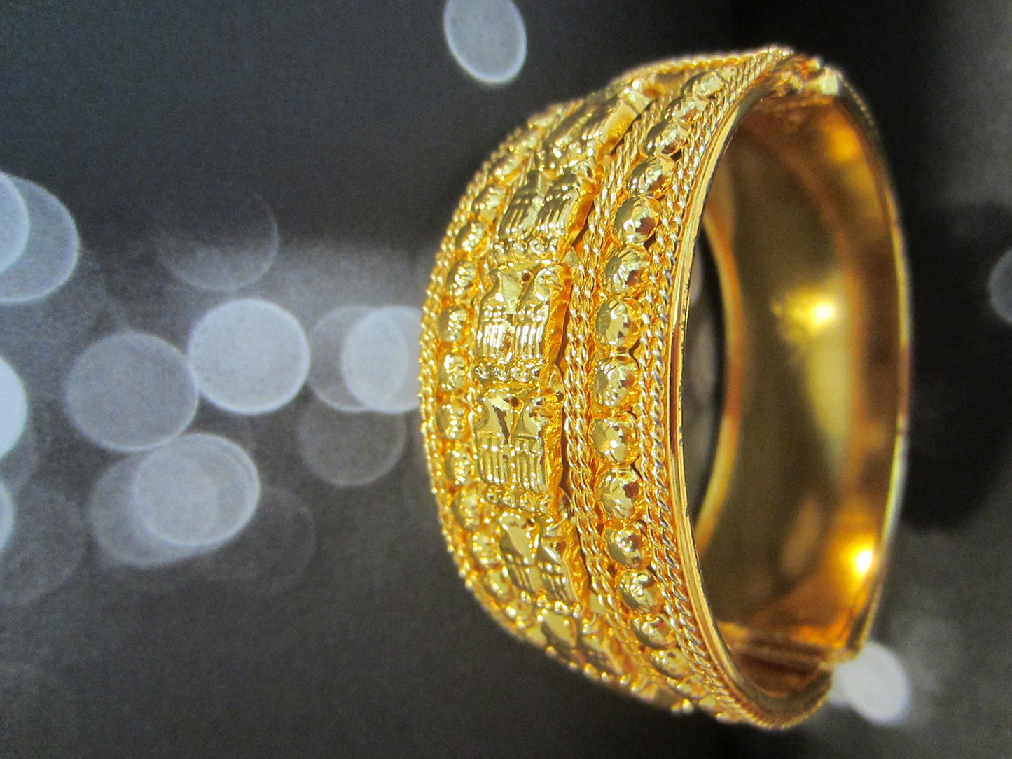 Geometric Hinged Clamp Golden Cuff Bracelet