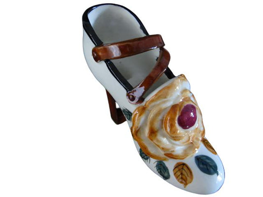 Mary Jane Ceramic Shoe Occupied Japan Signed Floral Pottery Planter - Designer Unique Finds 