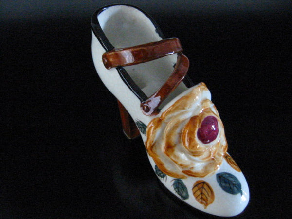 Mary Jane Ceramic Shoe Floral Planter Paperweight From Occupied Japan