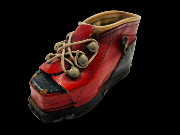 Austrian Design Red Leather Mini Boot loose Match Hold Brass Nail Accent
