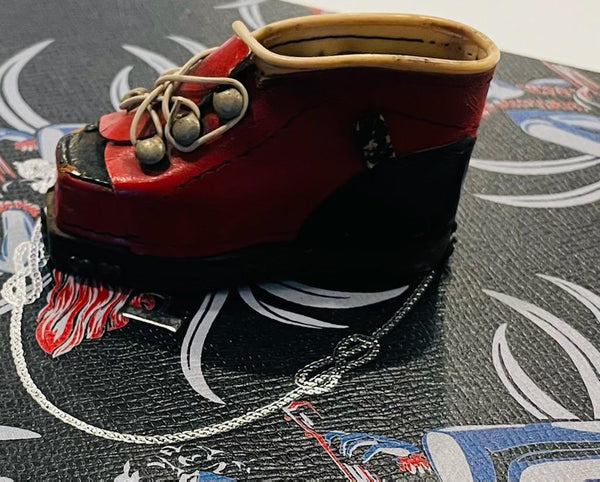 Austrian Design Red Leather Mini Boot loose Match Hold With Brass Nails