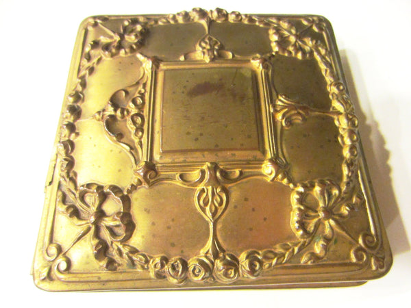 JB Rococo Style Ormolu Bronze Jewelry Box Red Velvet Lining - Designer Unique Finds 