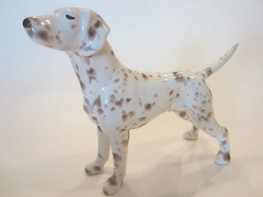 Folk Art Hound White Ceramic Dog Statue 