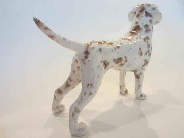 Folk Art Hound White Ceramic Dog Statue