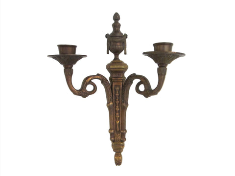 Hollywood Regency Bronze Wall Sconce Candle Holder
