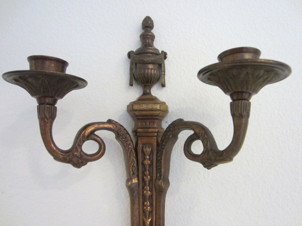 Hollywood Regency Bronze Wall Sconce Decorative Candle Holder