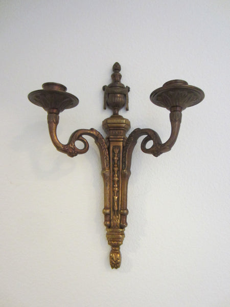 Hollywood Regency Bronze Wall Sconce Decorative Candle Holder