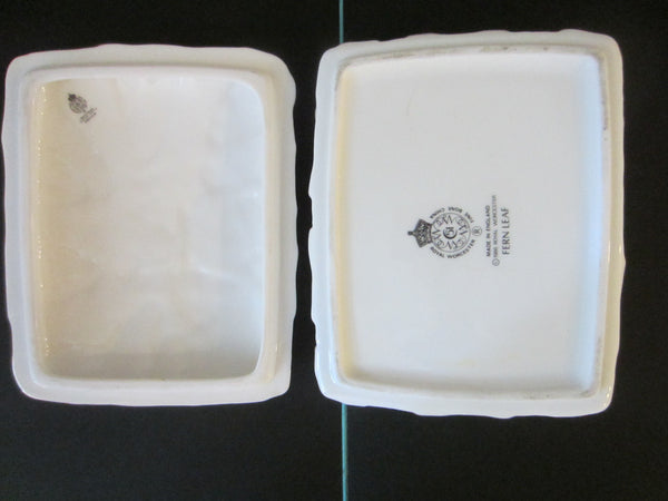 Royal Worcester Fine Bone China England Fern Leaf Porcelain Box - Designer Unique Finds 