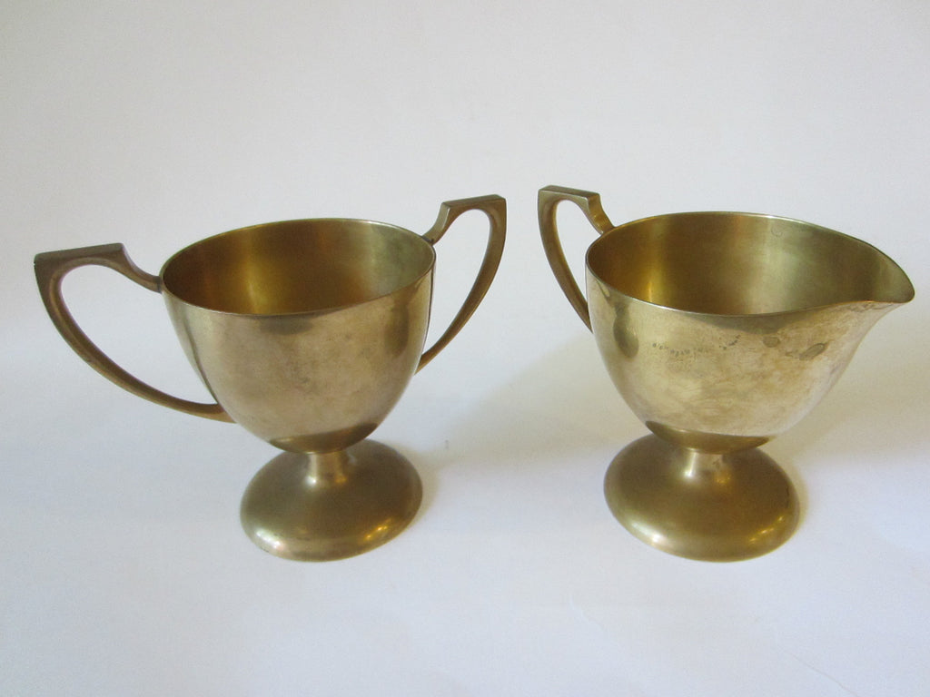 Dirilyte Mid Century Brass Modern Trophies Contemporary Creamer Sugar - Designer Unique Finds 
 - 1