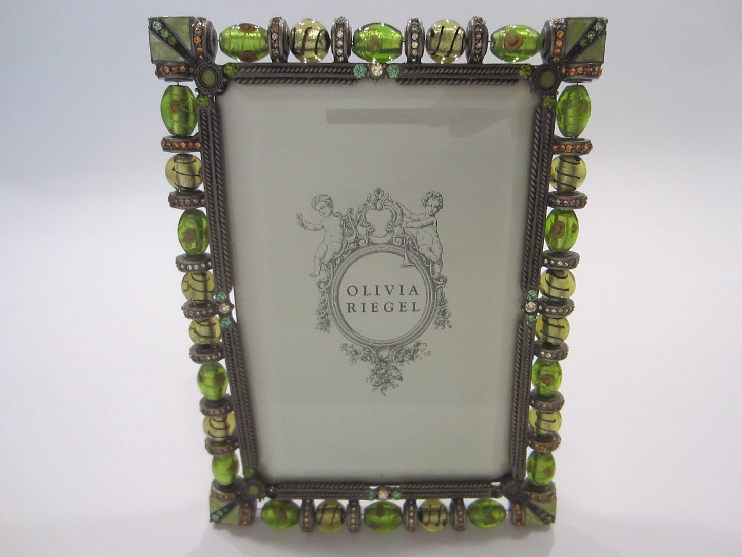 Olivia Riegel Signed Silver Photo Frame Designed Austrian Crystals