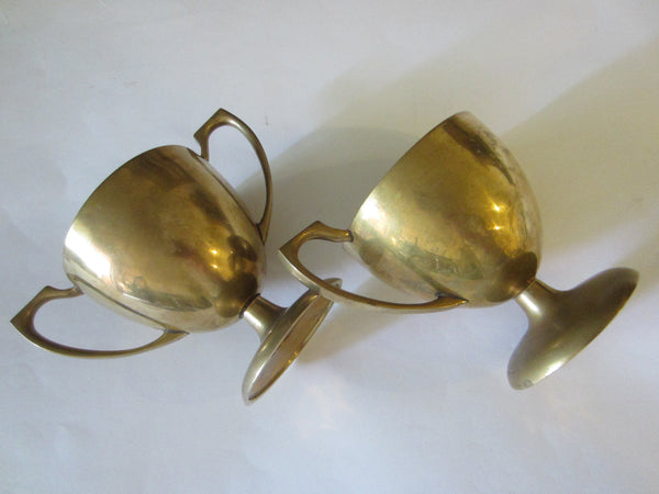 Dirilyte Mid Century Brass Modern Trophies Creamer Sugar - Designer Unique Finds 