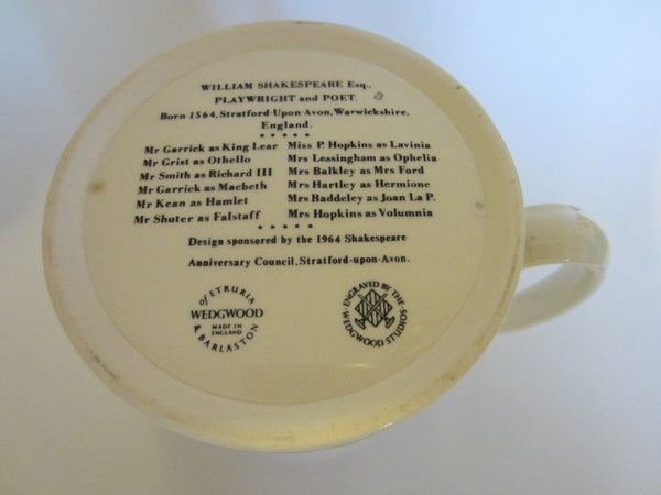 Wedgwood William Shakespeare Playwright Poet Great Britain Porcelain Mug - Designer Unique Finds 