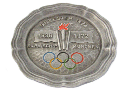 Sylvester Pewter Plate From 1972 Munich Olympic Carmisch P Munchen - Designer Unique Finds 