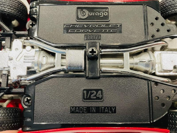 Red Italian Chevy Corvette 1997 Model Car Burago Made In Italy