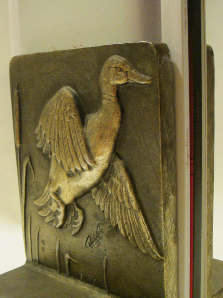 Bruce Fox Hand Worked Post Modern Signed Flying Birds Bookends