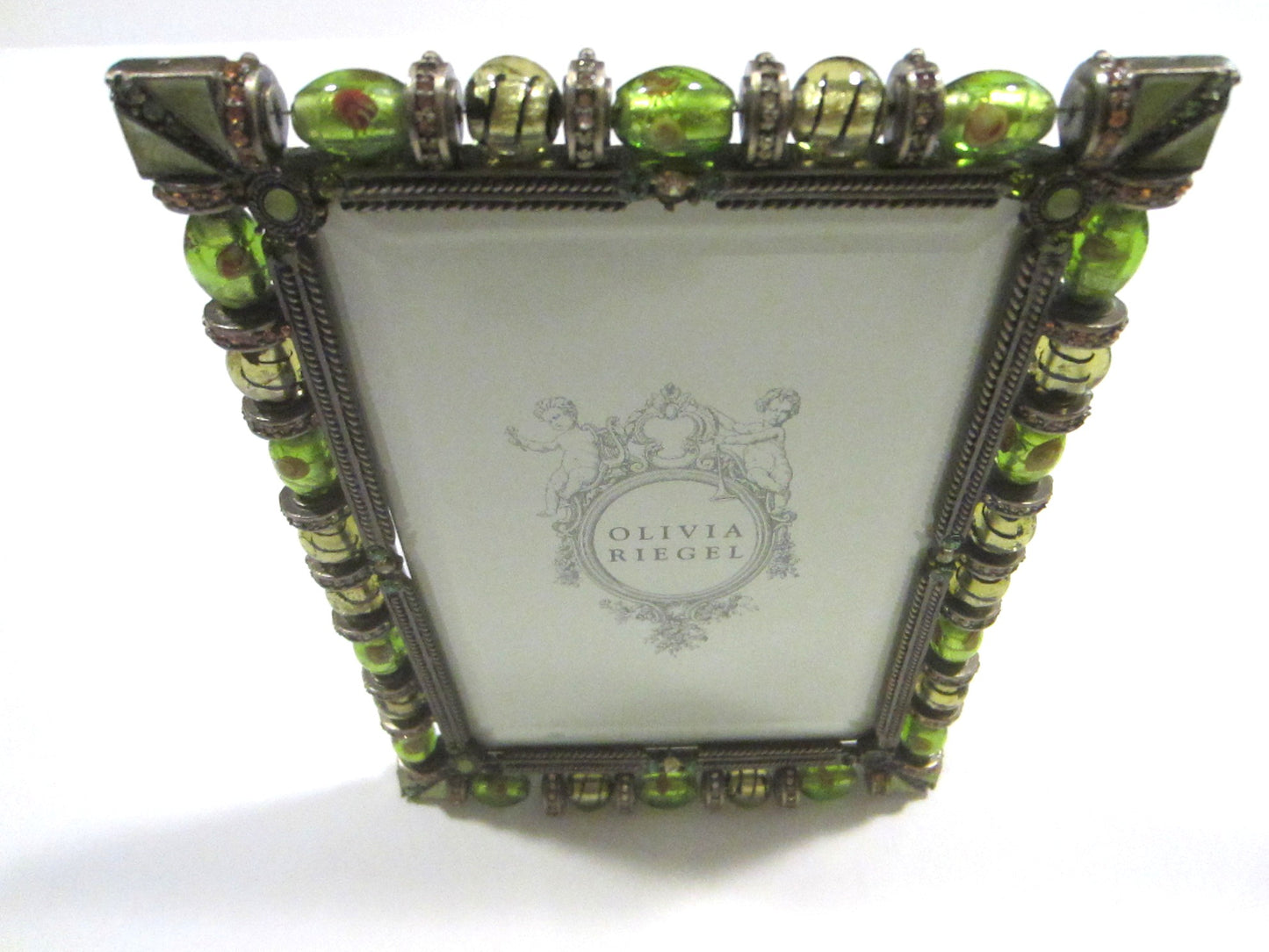 Olivia Riegel Signed Silver Photo Frame Designed Austrian Crystals