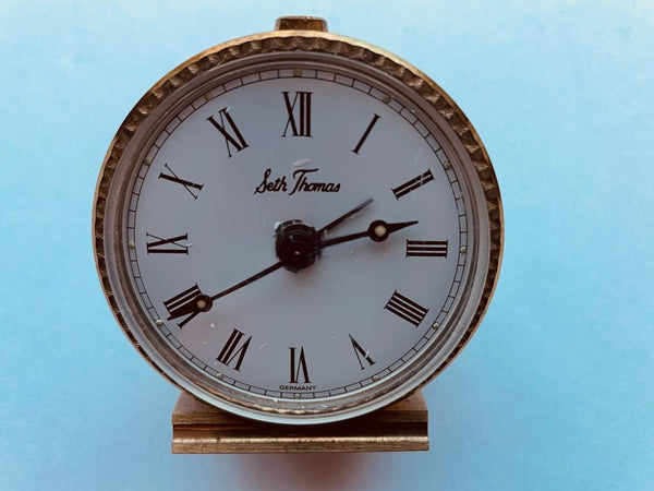 Seth Thomas Germany Miniature Hand Winding Golden Clock