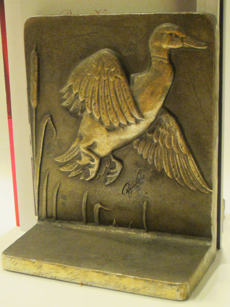 Bruce Fox Bronze Flying Ducks Bookends Hand Worked Signed Labeled - Designer Unique Finds 
 - 6