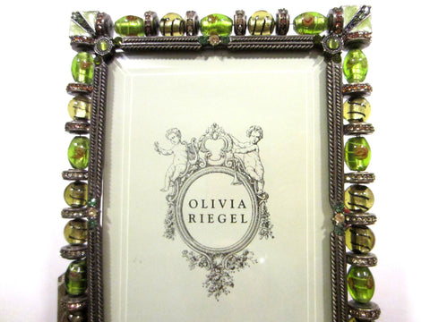 Olivia Riegel Signed Silver Photo Frame Designed Austrian Crystals