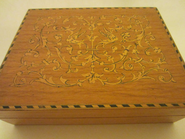 Italian Inlaid Maple Nested Boxes Exotic Birds Hand Work Floral Marquetry - Designer Unique Finds 