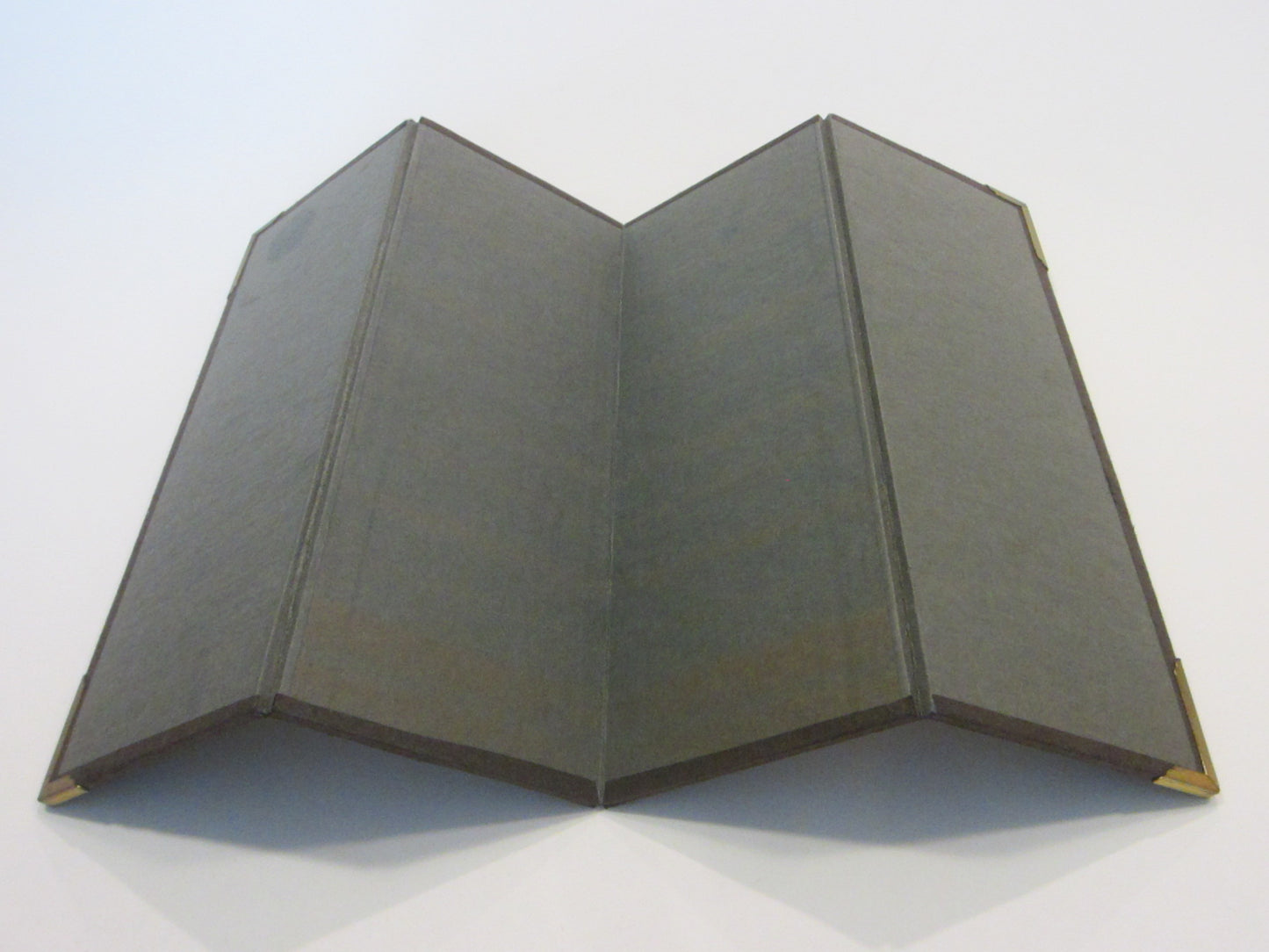 Japanese Byobu Four Panel Architectural Gold Paper Signed Table Screen