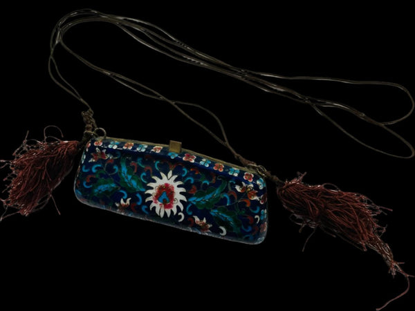 Asian Miniature Enameled Cloisonne Pendant Lotus Flower