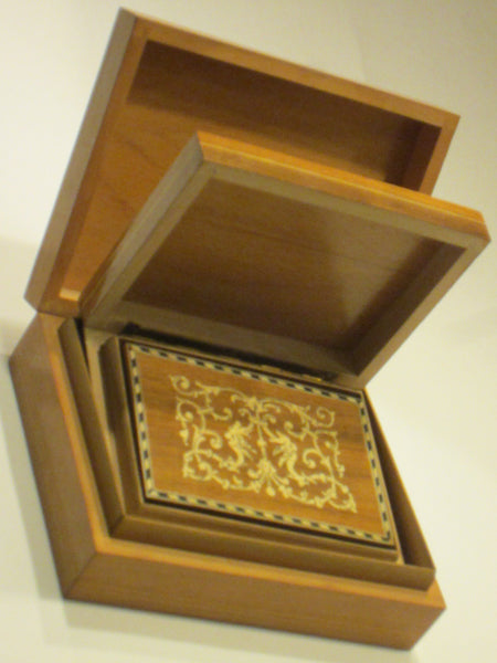 Italian Inlaid Nested Boxes Hand Work Birds Flowers Marquetry - Designer Unique Finds 
 - 3