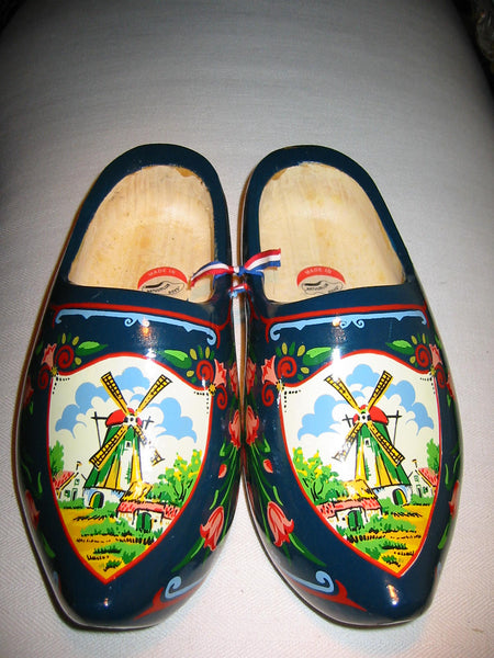 Naturalink Goed England Windmill Dutch Hand Painted Wooden Shoes - Designer Unique Finds 