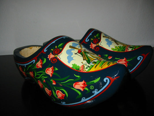 Naturalink Goed England Windmill Dutch Hand Painted Wooden Shoes - Designer Unique Finds 