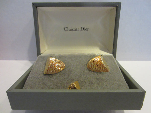 Christian Dior Golden Nuggets Cuff Links Tie Tack - Designer Unique Finds 
 - 3