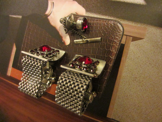 Mesh Ruby Imitation Cuff Link Set By Roger Seattle - Designer Unique Finds 
 - 1