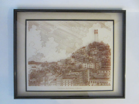The Coit Tower San Francisco California Scripted Print Over Glass - Designer Unique Finds 