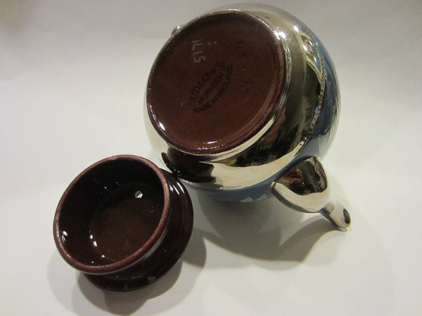Sudlow's  Burslem England Blue Silver Teapot Marked Numbered - Designer Unique Finds 
 - 5