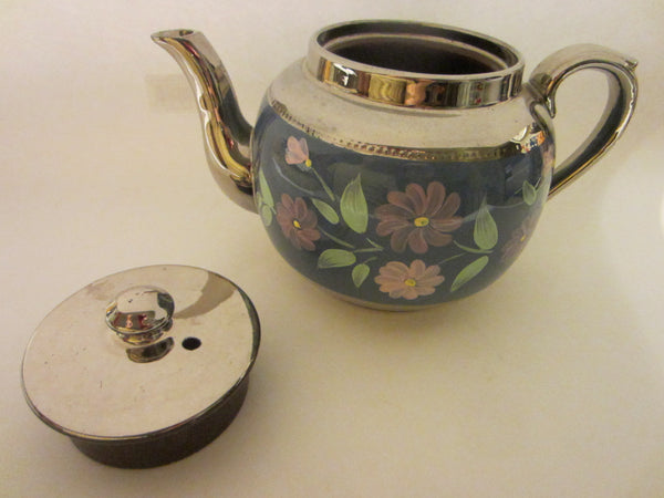 Sudlow's  Burslem England Blue Silver Teapot Marked Numbered - Designer Unique Finds 
 - 1