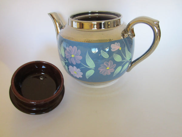 Sudlow's  Burslem England Blue Silver Teapot Marked Numbered - Designer Unique Finds 
 - 2