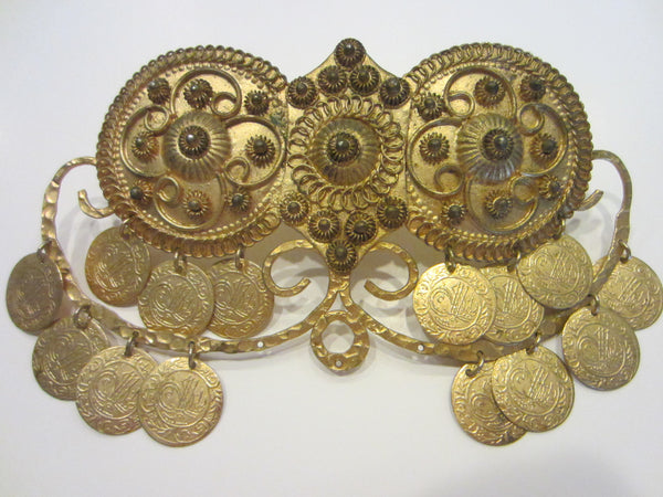 Golden Coins Charms Dress Head Clip Buckle Mid Made in Greece