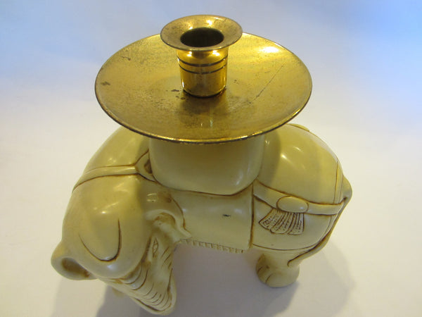 Art Deco Elephants Bearing Brass Candle Holders - Designer Unique Finds 
 - 2